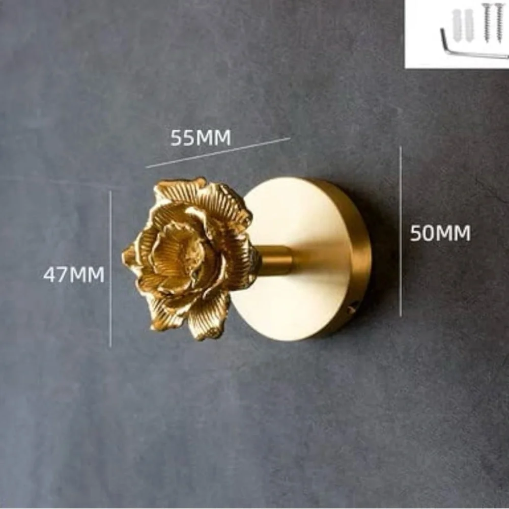 Brass Gold Tone Rose Floral Robe Towel Coat Wall Hook New